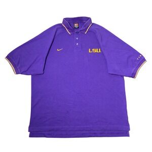 Vintage 90s Nike Team LSU Waffle Knit Polo Purple Men's Size XL Tigers